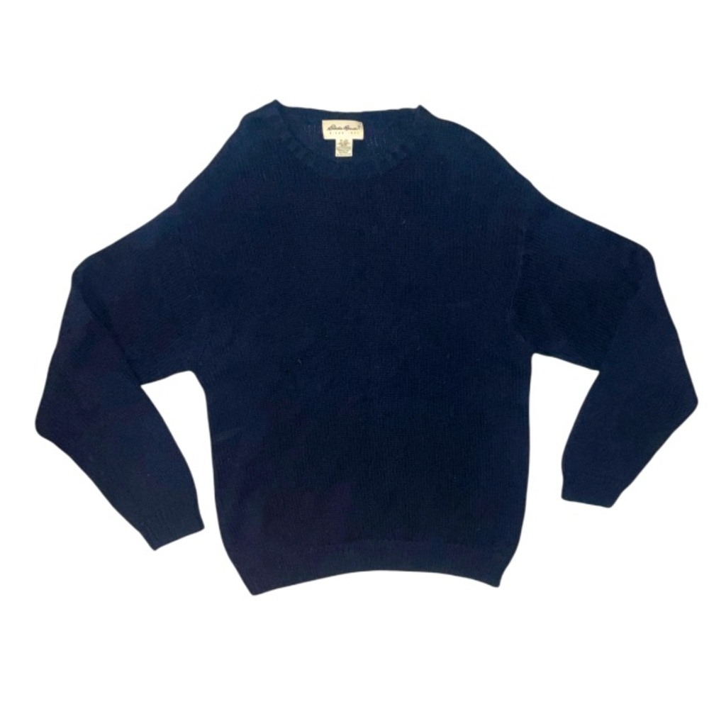 Eddie Bauer Oversized Crewneck Cotton Sweater - Navy Blue